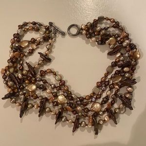 Hand made necklace chocker  brown beige